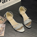 2025 summer new women's sandals: fashionable student style, closed-toe, single buckle strap, trendy plus size flat sandals for women