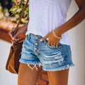 Factory direct sales fashion cross-border  new arrival single-breasted design easiest for match ripped raw edge denim shorts for women trendy