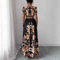 spring new arrival: v-neck ethnic print satin wrap maxi dress