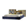 Foshan-made italian minimalist bed, designer mahjong bed, villa large master bedroom fabric wholesale double bed