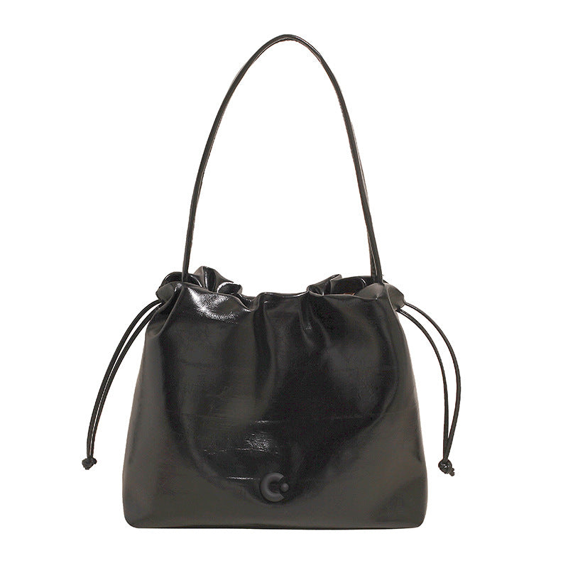 Cross-border textured bucket bag wholesale 2025 new trendy high-end niche women's bag versatile single shoulder messenger tote bag