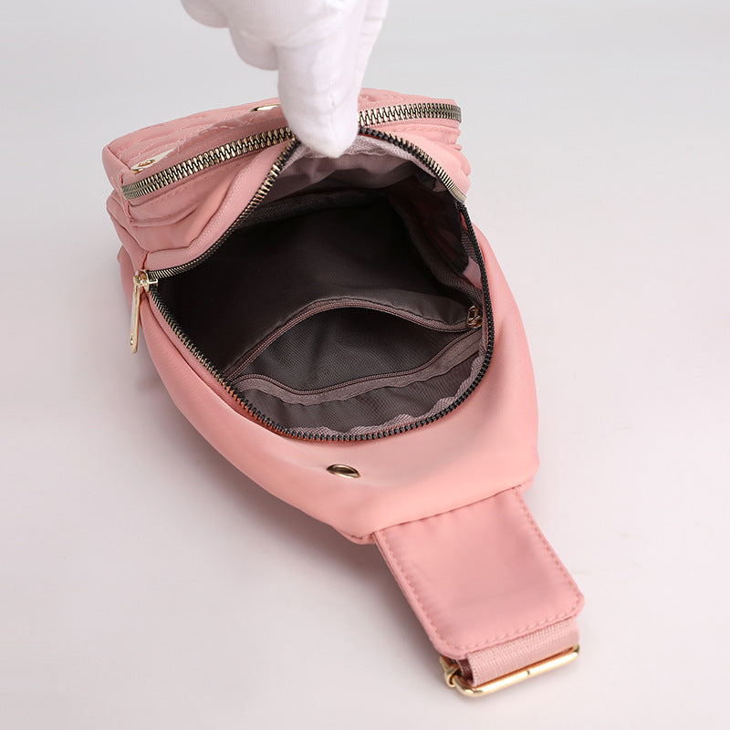 2023 new diagonal span women's breast bag fashion embroidered thread rhombus shoulder messenger bag street nylon simple chest bag