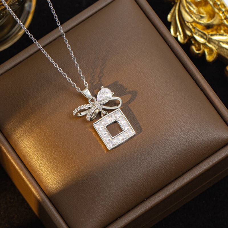 [set] cross-border fashion elegant light luxury full zirconium sweater chain exquisite copper micro-embedded earrings necklace jewelry combination