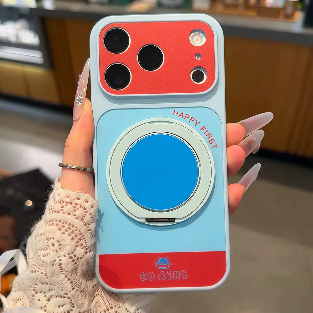 Suitable for apple 17 macaron contrast color large window rotating stand simple iphone18promax mobile phone case 16