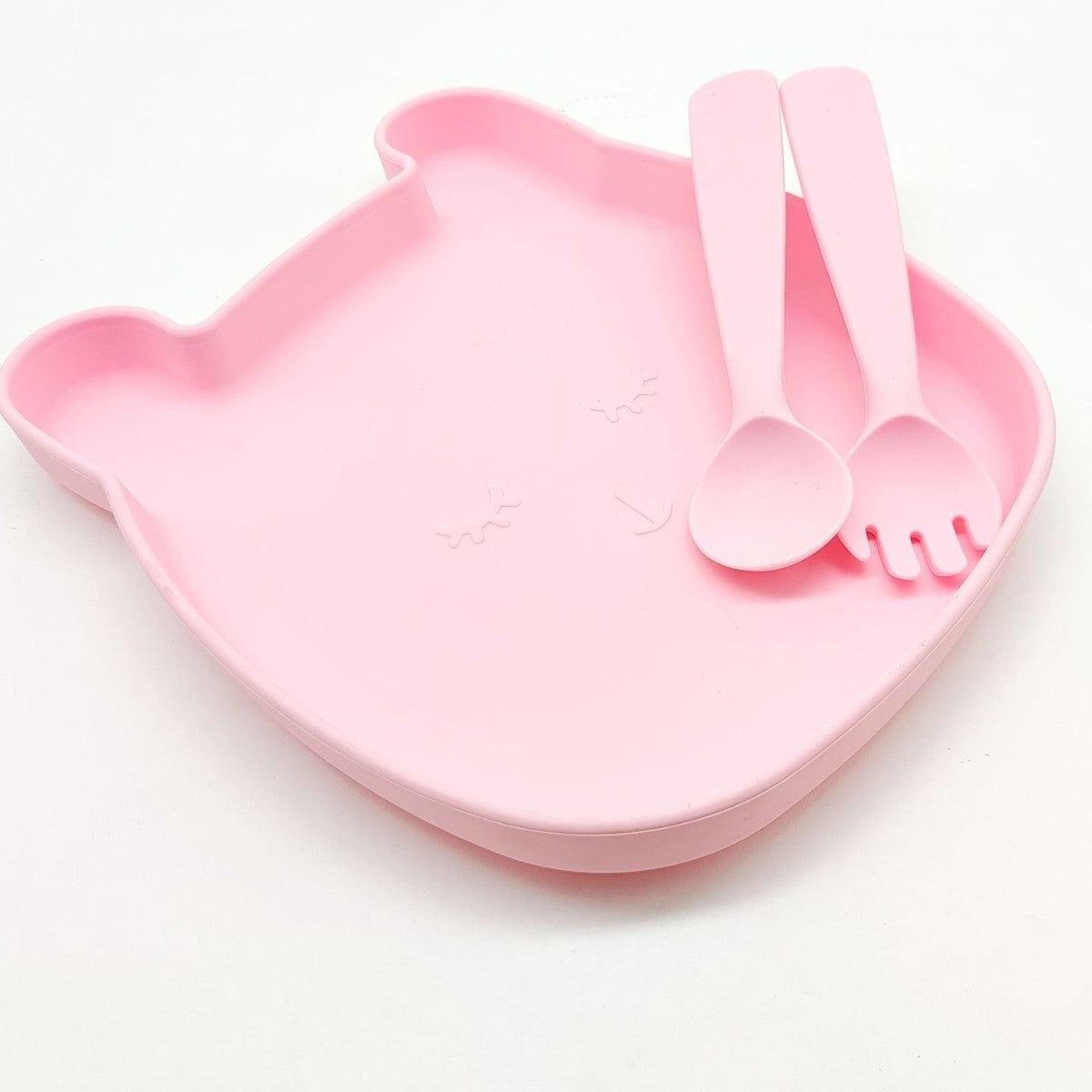 Cross-border food-grade silicone dinner plate, cartoon rabbit shape non-slip and anti-dirty, dinner plate fork and spoon set feeding tableware
