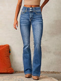 Amazon fashion cross-border retro stretch jeans women's  spring new style washed streetwear slightly flared pants