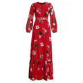women's plus size cross-border e-commerce new v-neck long sleeve maxi chiffon african print dress with belt