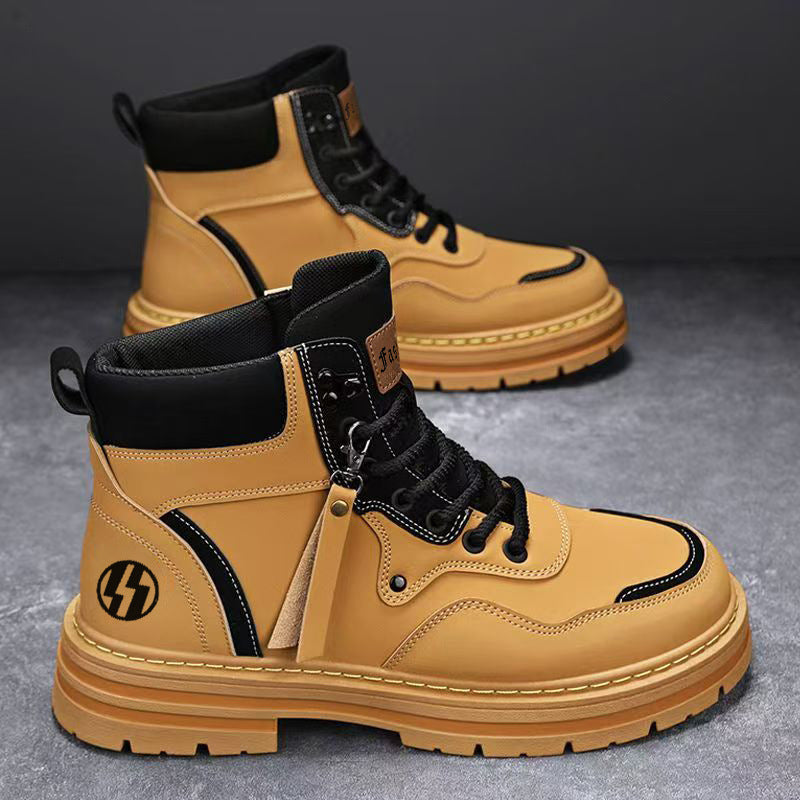 Boots men's spring 2025new arrivalabrasion resistant men's shoes workwear boots men's british style casual shoes rhubarb boots trendy shoes