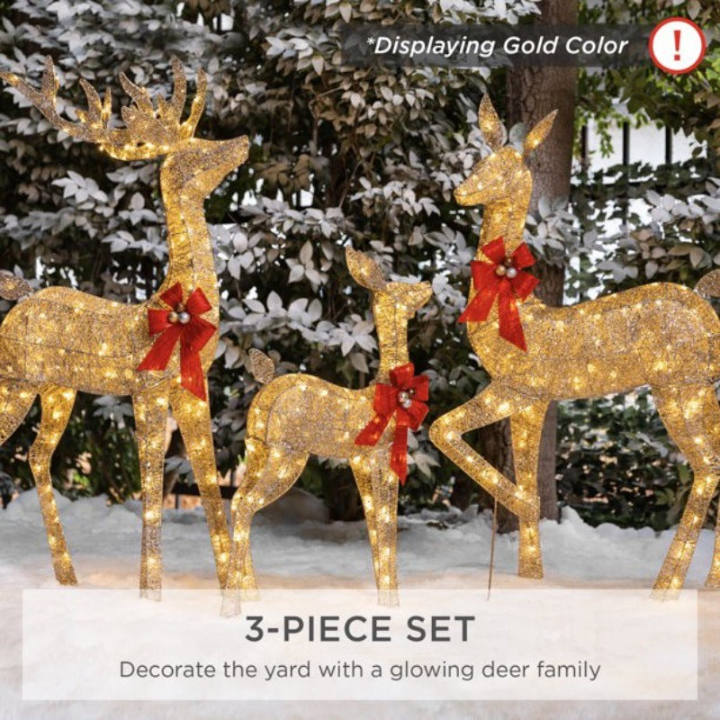 Cross-border Christmas snowman three-piece set of lanterns eight-function wrought iron luminous gift box Christmas supplies scene arrangement