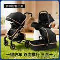 Inlair baby stroller - lightweight, foldable, reclining, high-view, sleeper, blue, reversible, newborn baby pram