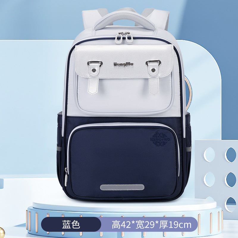 Student schoolbag large capacity kids burden reduction spine protection british style backpack factory direct sales lightweight anti-hunchback
