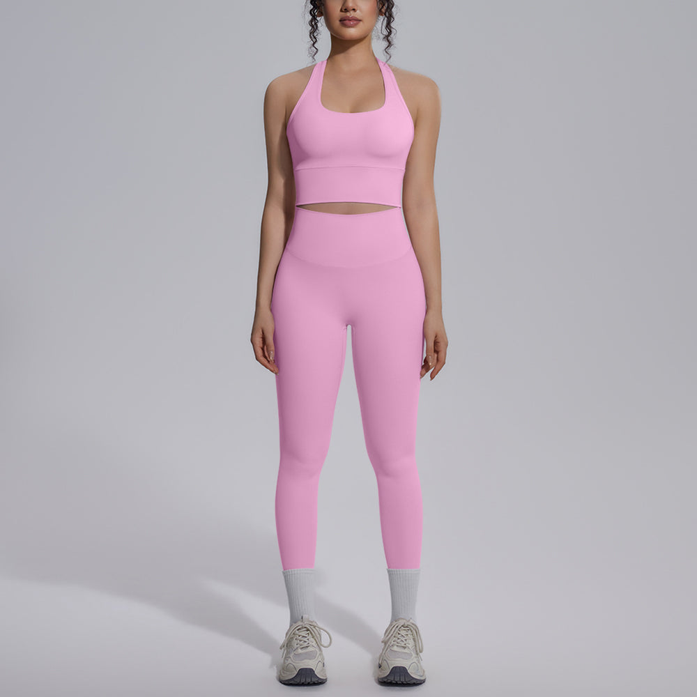 new arrival nude tight yoga wear sports beautiful back high waist hip lifting pants suit quick-drying running fitness wear