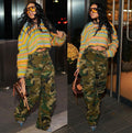 European and american style camouflage pants -  cross-border women's winter new arrivals - street fashion multi-pocket straight-leg jeans
