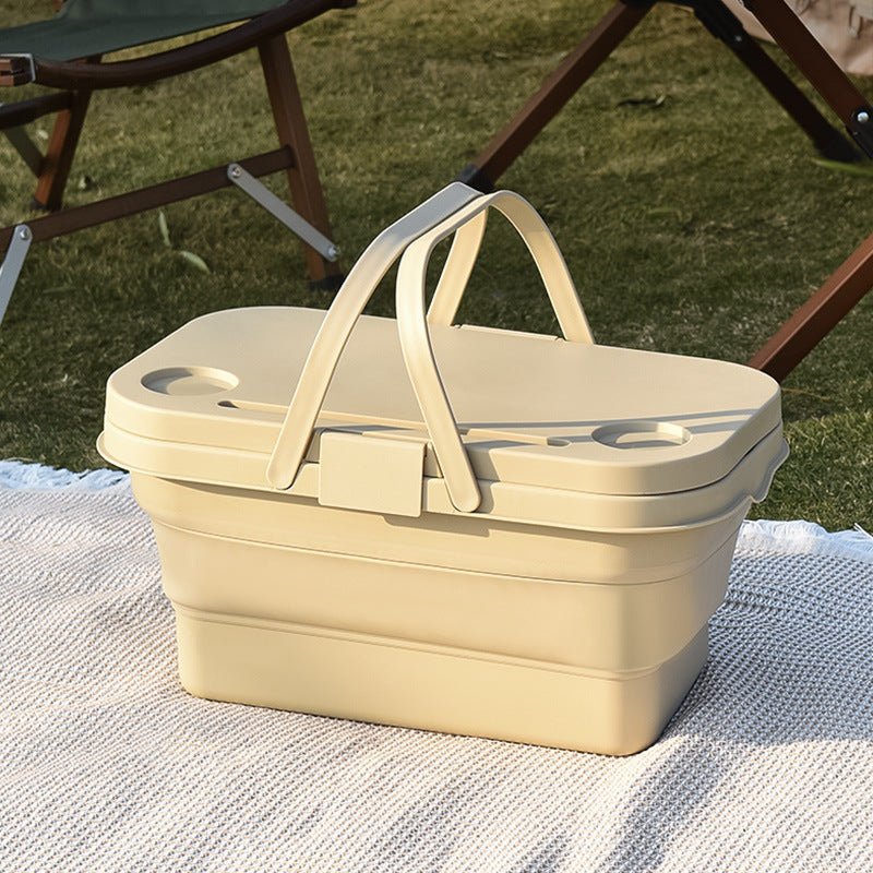 Folding storage box Portable picnic basket Outdoor camping Portable large-capacity car supplies Trunk storage basket