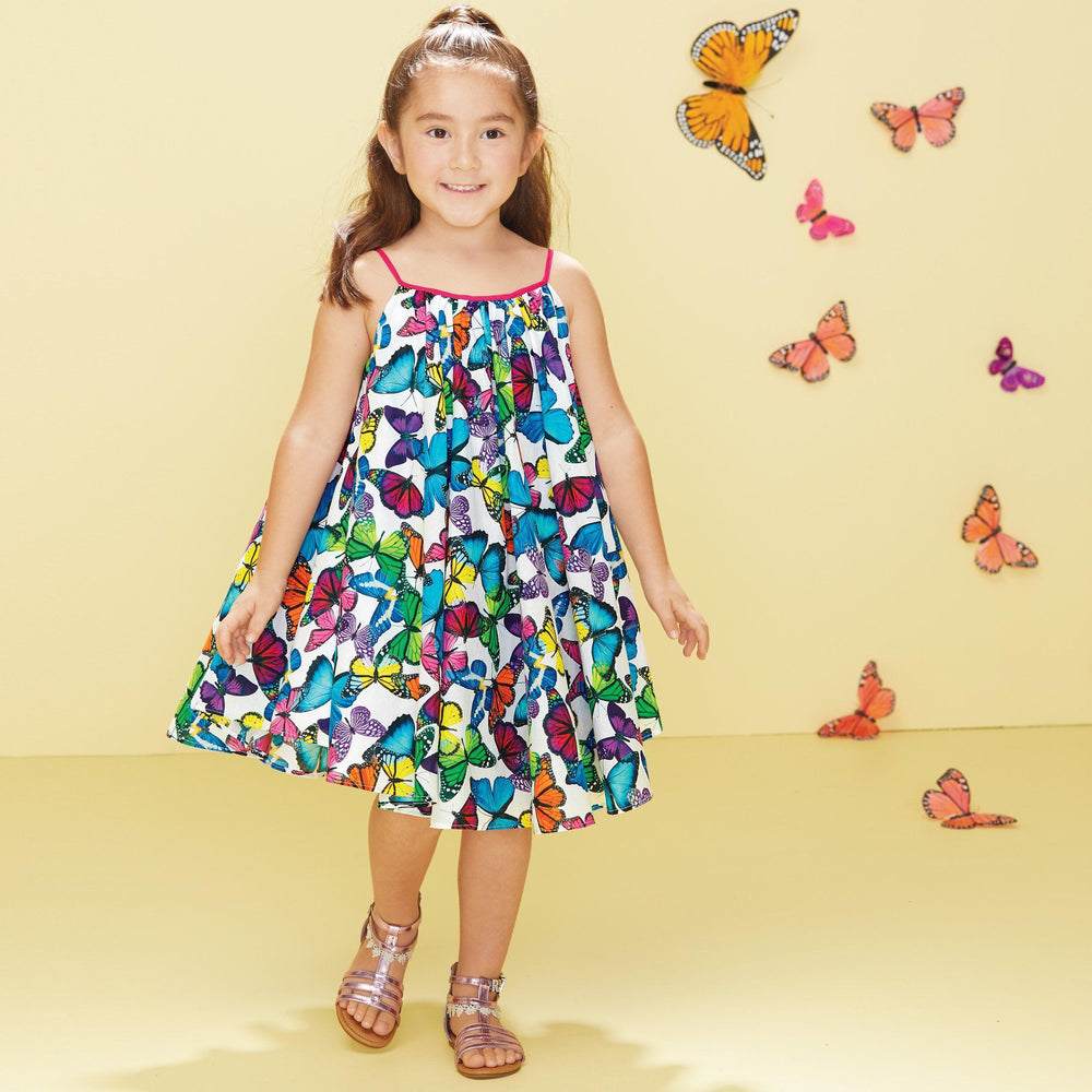 New arrival: girls' summer chiffon sleeveless sundress - trendy rainbow print princess dress for export