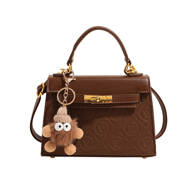 Retro classic bag women's 2025 spring and summer new fashion embossed shoulder messenger bag high-end portable Kelly bag