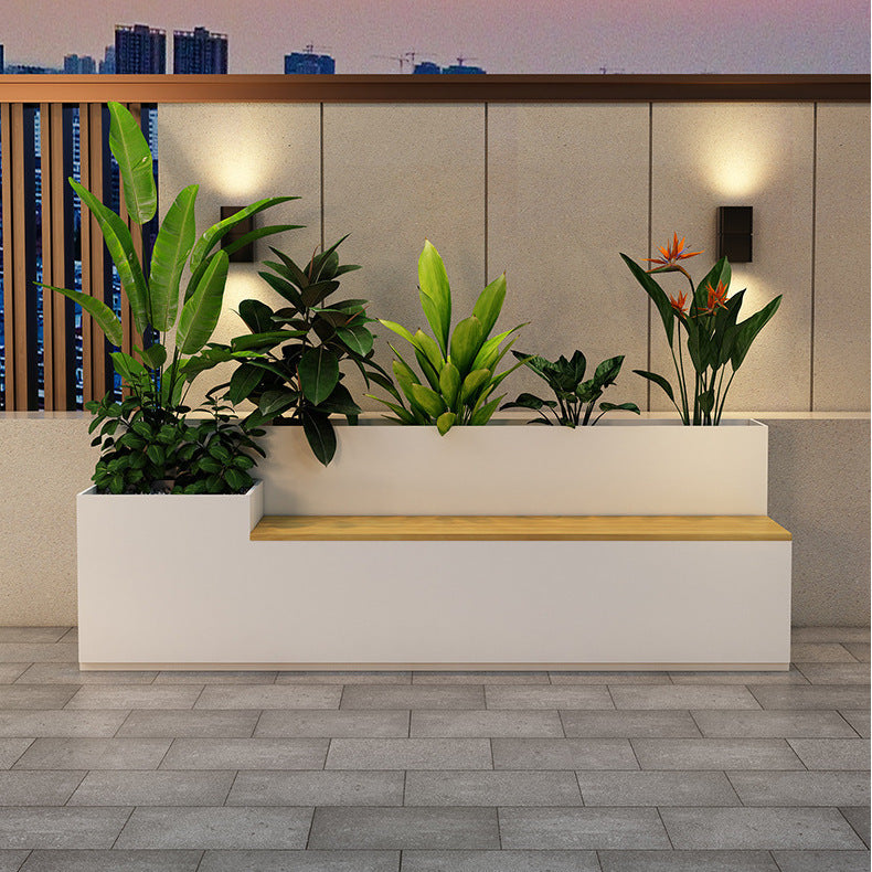 Outdoor flower box flower bed combination balcony terrace courtyard planting box partition fence rest chair plastic wood seat flower box