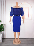 European and american fashion women's workwear elegant bodycon skirt african   plus size tassel dress