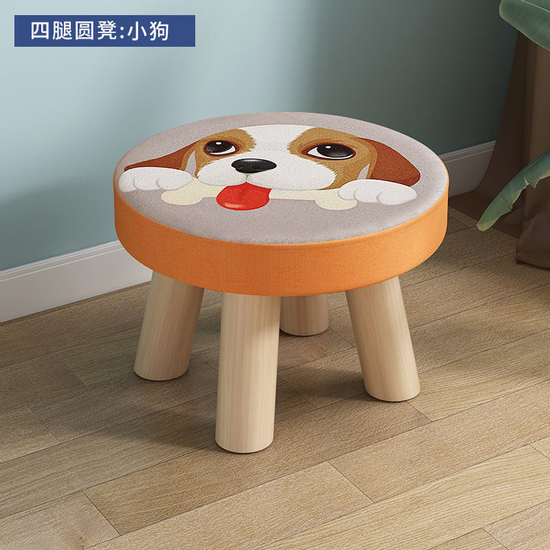 Cute children's cartoon creative eating small bench small stool household solid wood round stool sofa hair stool baby chair