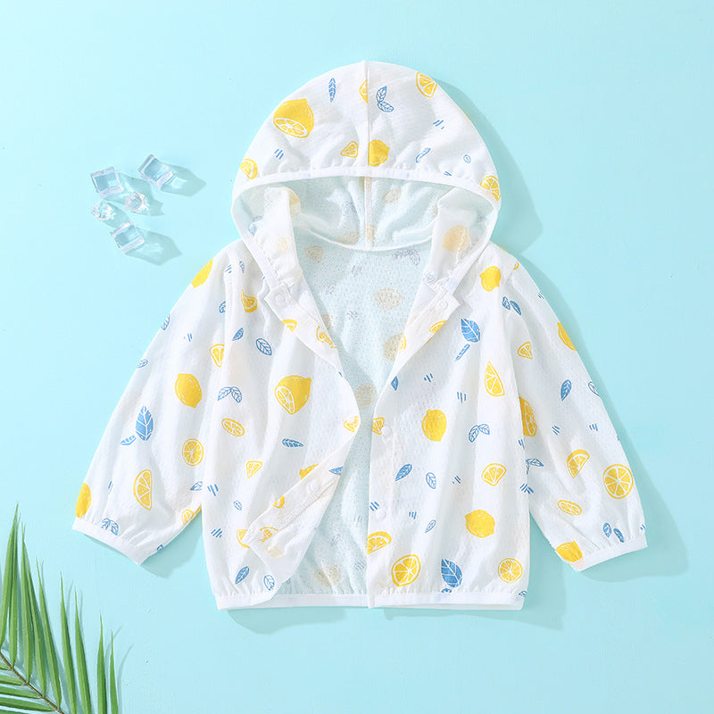 Baby sun protection clothing summer thin breathable pure cotton infant air conditioning shirt boys and girls children's sunscreen outerwear