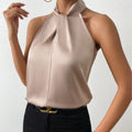 summer new arrivals: european and american style satin halter neck sleeveless tank top, faux silk satin top - ready stock wholesale