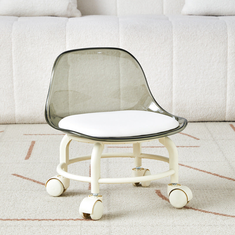Pulley low stool transparent small chair universal wheel stool toddler children acrylic beautiful seam household backrest small size