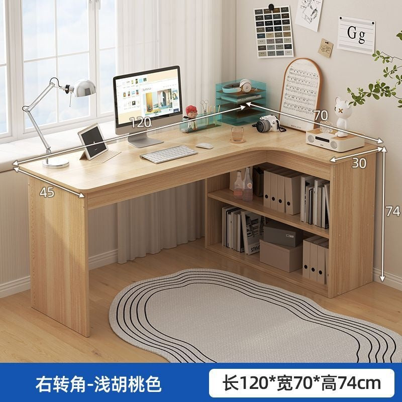 Nordic student desk with bookshelf - all-in-one home bedroom desktop computer desk - assembled study table for elementary school students - writing desk