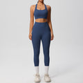 European and american cross-border yoga double-sided brushed tank top & shockproof pocket pants pilates running fitness yoga outfit two-piece set