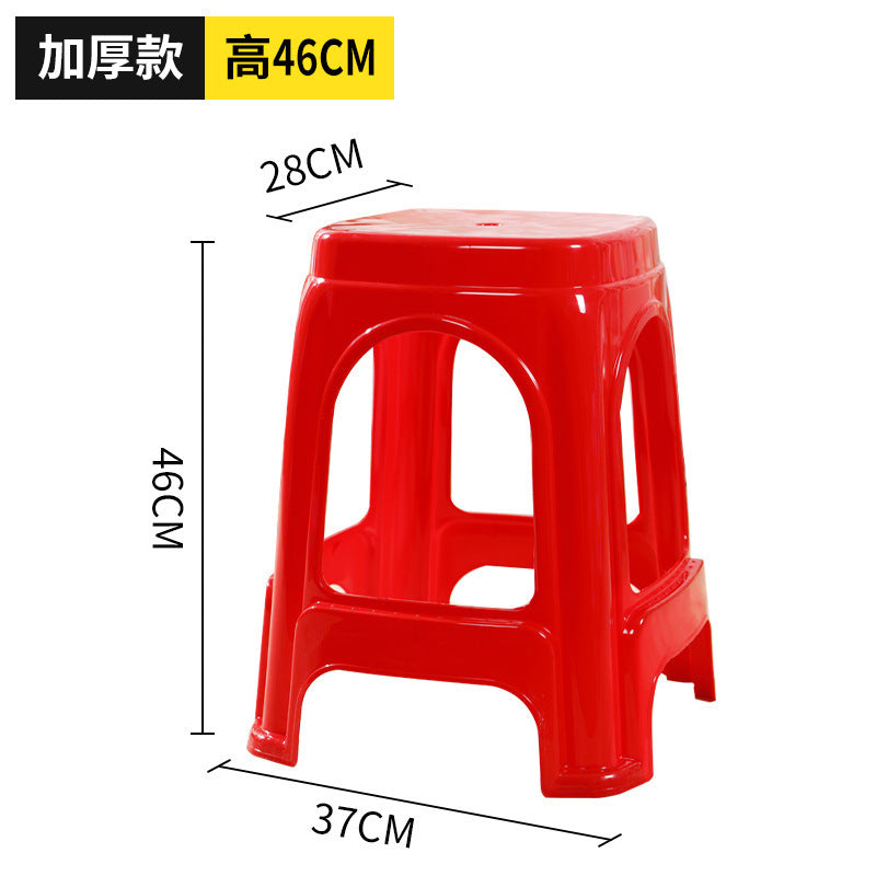 Extra thick red plastic stool cooked glue household thickened dining table stool plastic chair adult high bench high foot stool commercial