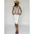 European and american women's clothing  spring new collection: sweet & sexy lace trim tie-up top with bodycon mini skirt set