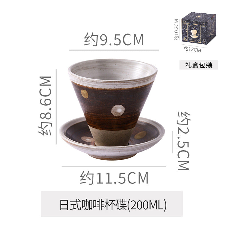Creative niche style ceramic coffee cup and saucer suitjapanese style mug retro stoneware latte latte cup gift box