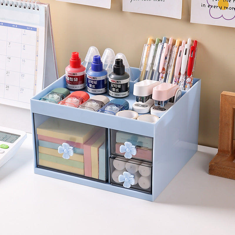 Multifunctional home cosmetics organizer - drawer style storage box, large capacity desktop organizer for student dorms and stationery