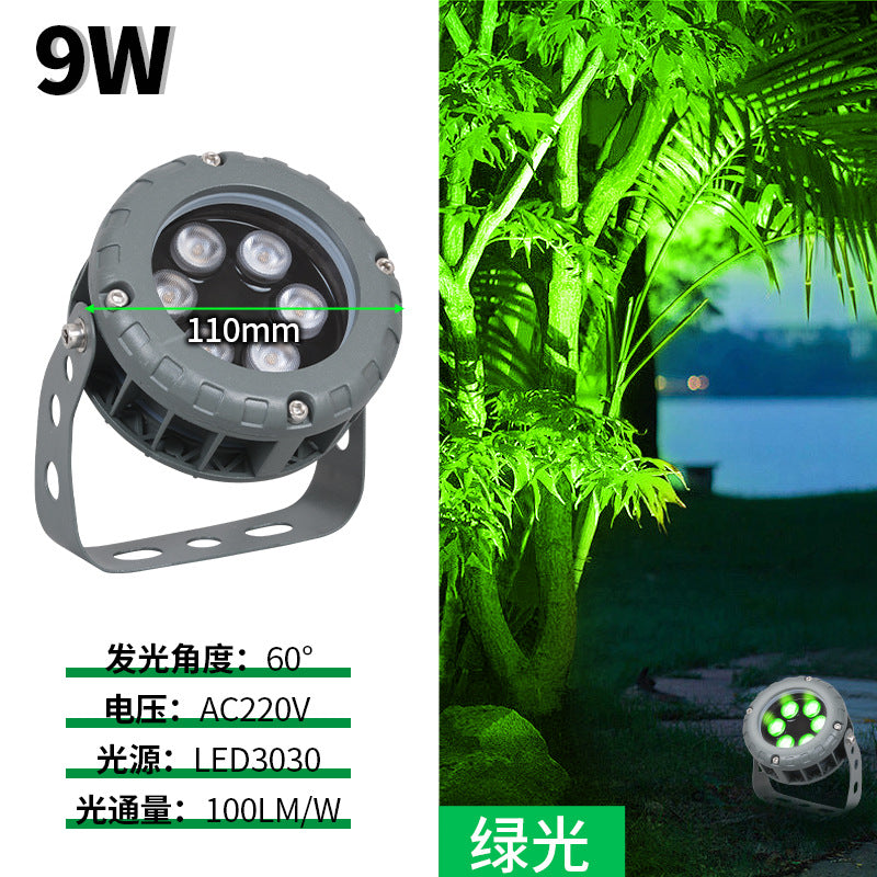 LED wheel shooting tree light colorful outdoor waterproof flood light garden lawn landscape plug-in light round tree light