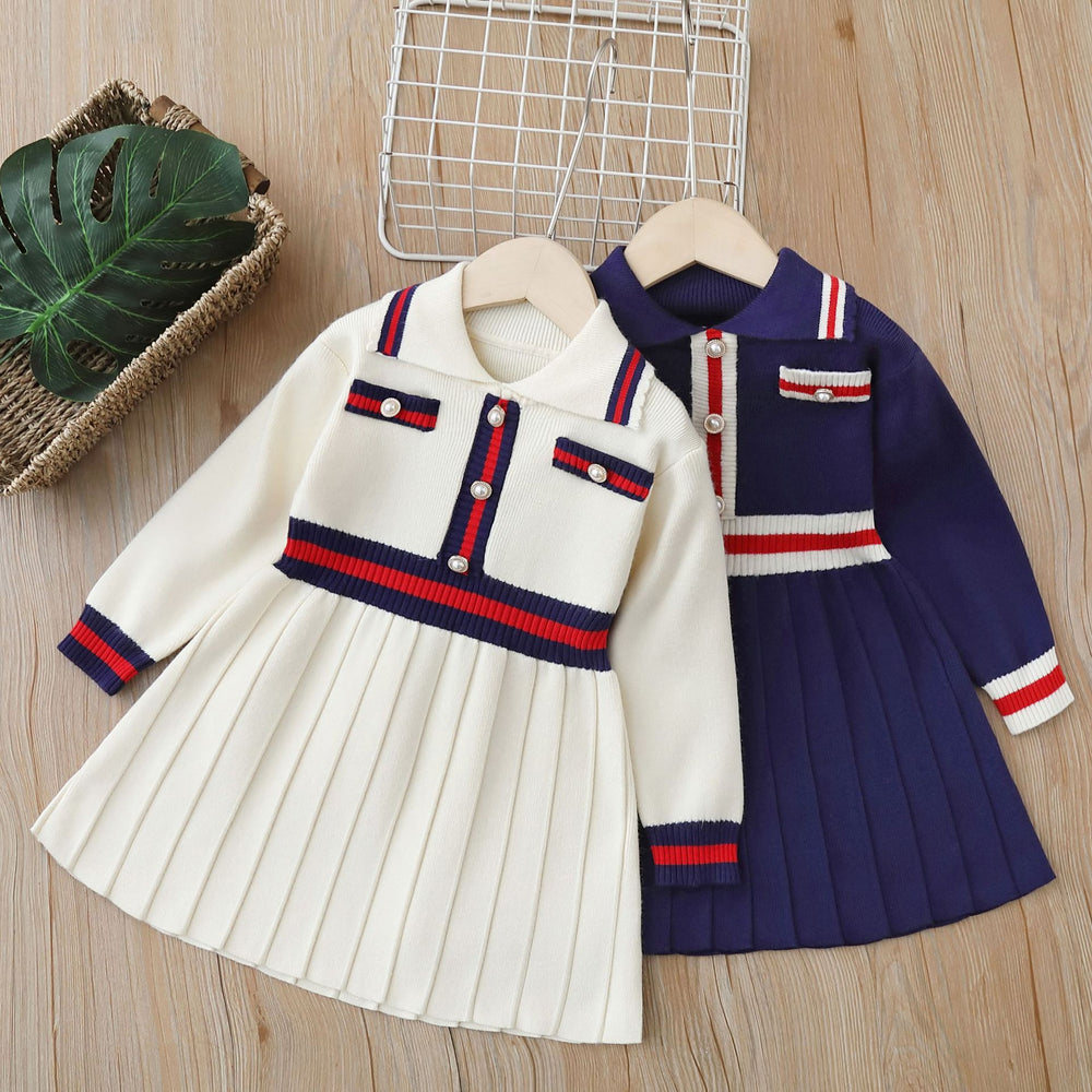 fall/winter new girls' dress, autumn children's sweater dress, stylish baby girl preppy princess dress