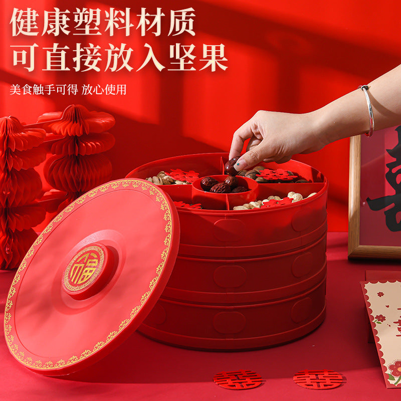 Chinese style for home multi-layer fruit plate living room coffee table fruit plate candy box dried fruit box new year festive melon seed box