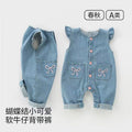 Autumn new arrival baby girl denim overalls baby onesie suitnewborn style princess crawling clothes trendy