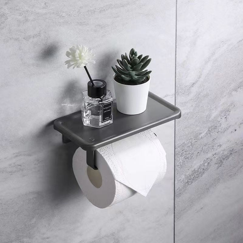 White toilet tissue holder Cross-border non-punching bathroom storage mobile phone rack space aluminum toilet roll holder