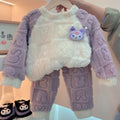 【candy colors】girls' winter flannel pajama set - kids' cartoon fleece-lined warm loungewear for boys and girls
