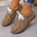 export plus size ethnic style casual flats women's colorful lace-up graffiti low-top canvas shoes wood grain thick sole shoes