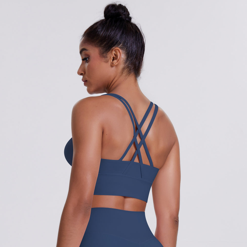 cloud-feeling brushed cross-back sports bra casual running bubble wrap fitness vest yoga clothes for women
