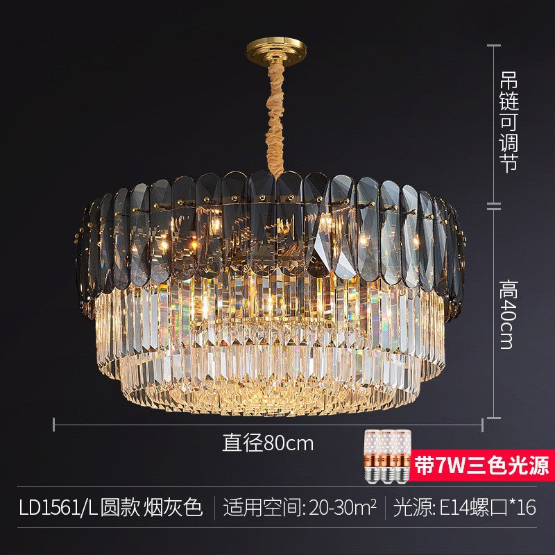 Light luxury crystal lamp creative living room chandelier post-modern simple atmosphere high-end villa Hong Kong-style restaurant bedroom lighting