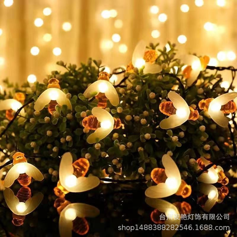 hot sale solar led light string bee flash light outdoor courtyard bedroom garden balcony decorative lights