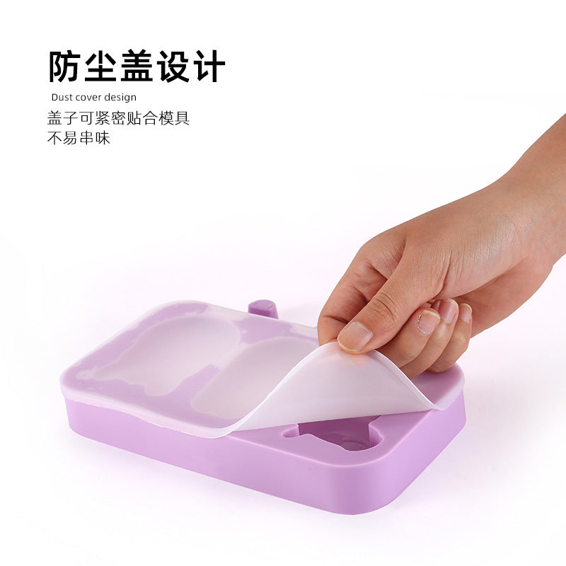 Factory direct, ready-to-ship: diy cartoon ice pop molds - new 3-cavity silicone ice cream molds with lids