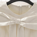 European and american style cross-border bowknot decorated round neck dress - women's elegant mid-length dress with a chanel-inspired aesthetic
