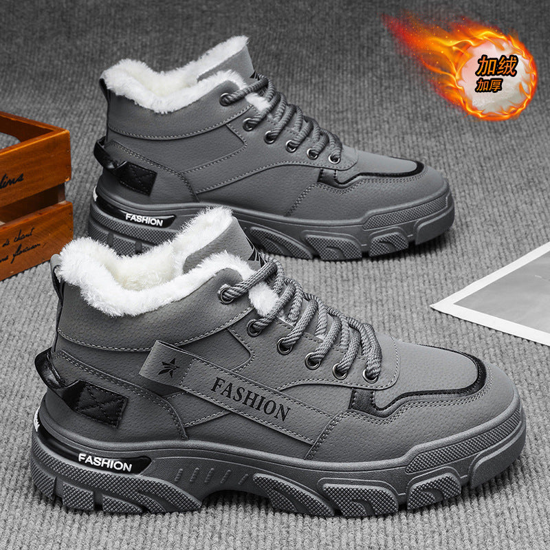 Men's winter fleece-lined thickened warm high-top cotton shoes 2025 new style athletic work safety martin boots
