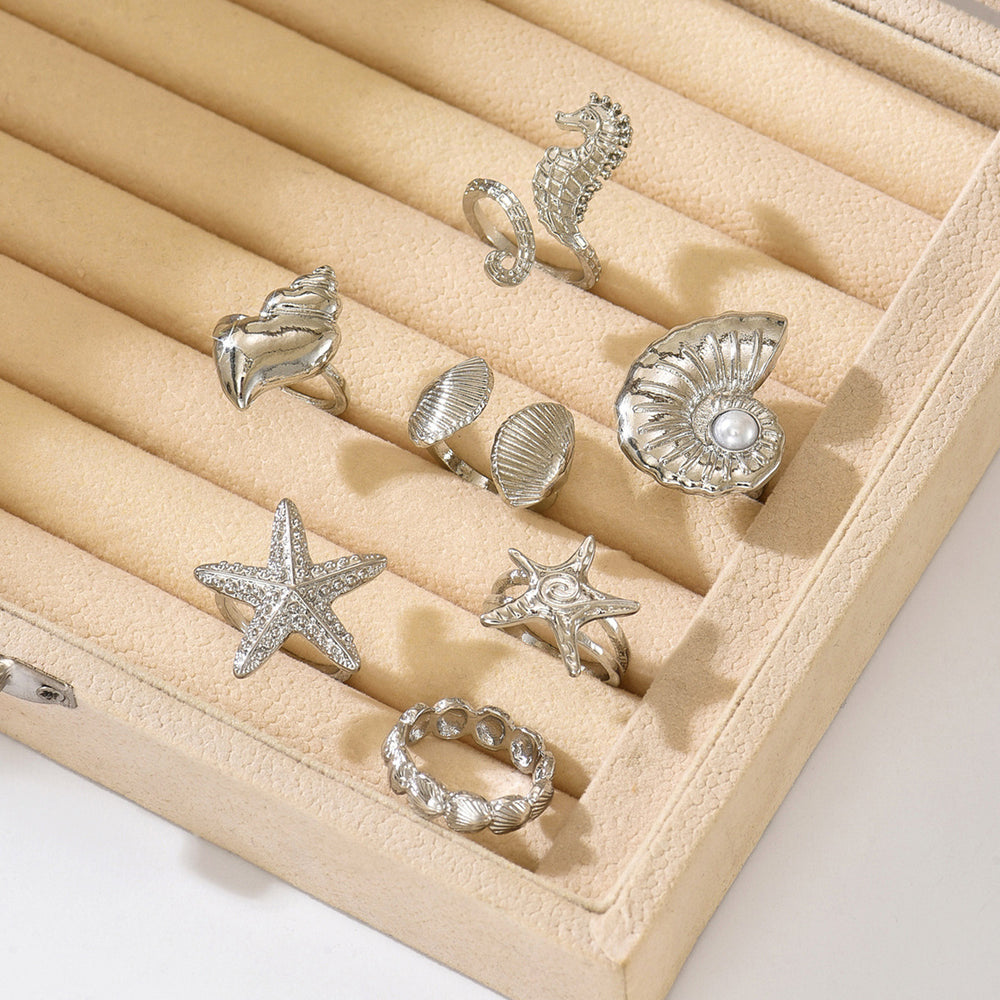 Wholesale 18k gold ring sets - european & american cross-border jewelry, women's ocean-inspired, unique, statement stackable rings with designer flair