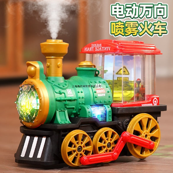 Electric steam train universal wheel spray locomotive model children boy toy car bumper car 1-3 years old