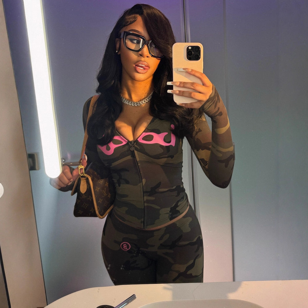autumn new european and american cross-border versatile sexy letter print hooded long sleeve cardigan top and pants set