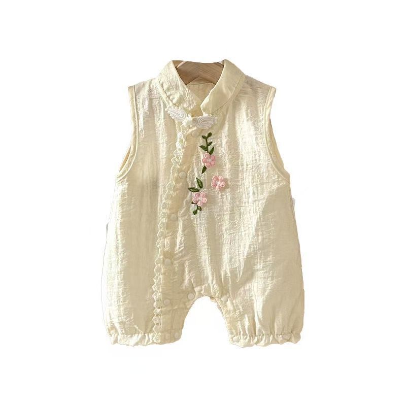Baby girl summer chinese style jumpsuit baby girl cheongsam baby girl one year old chinoiserie dress summer dress romper trendy