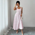 European and american cross-border   plaid sleeveless dress  new arrival elegant vacation french style